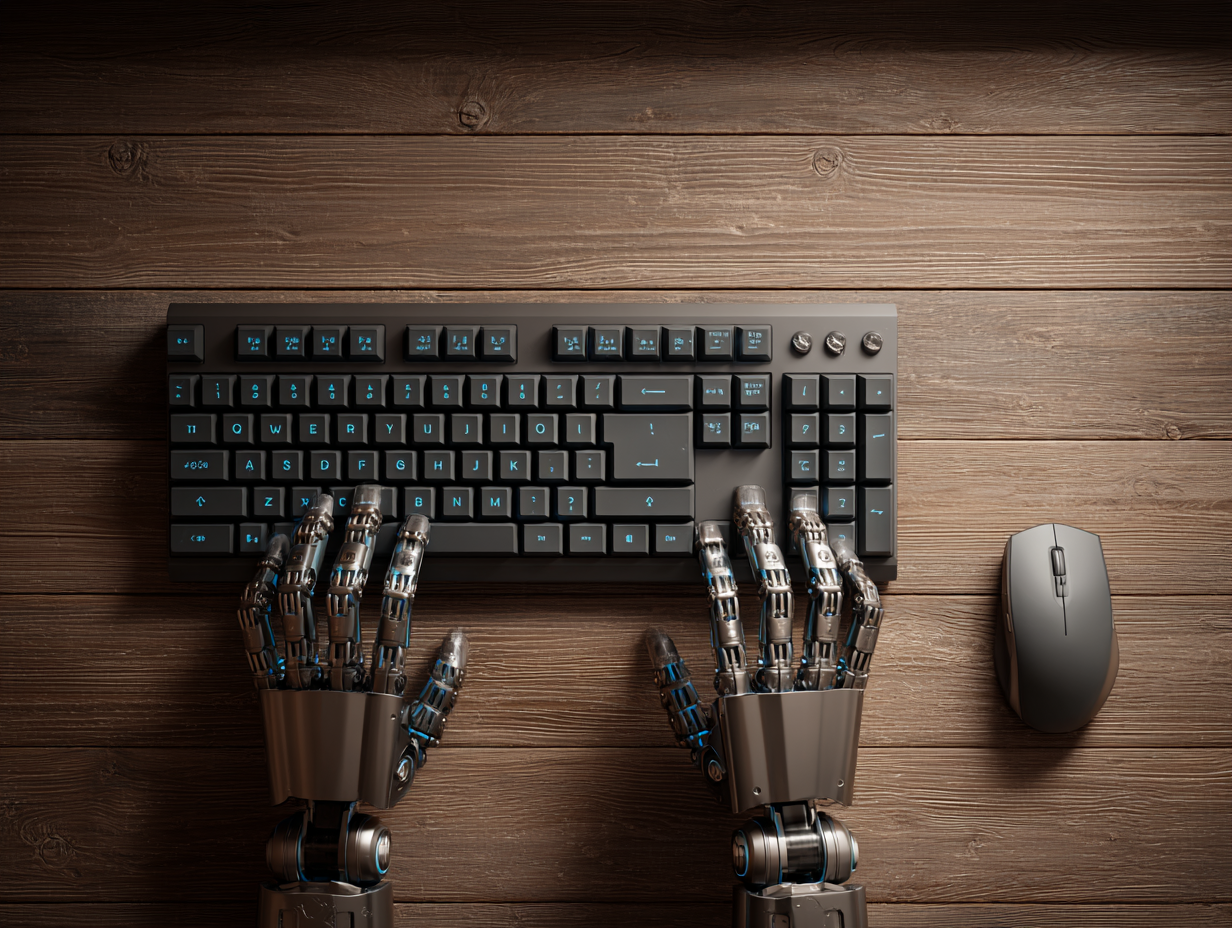 Illustration showing a mouse cursor clicking on visual automation blocks